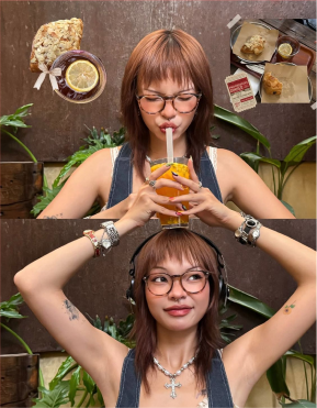 Filles boivent matcha insta